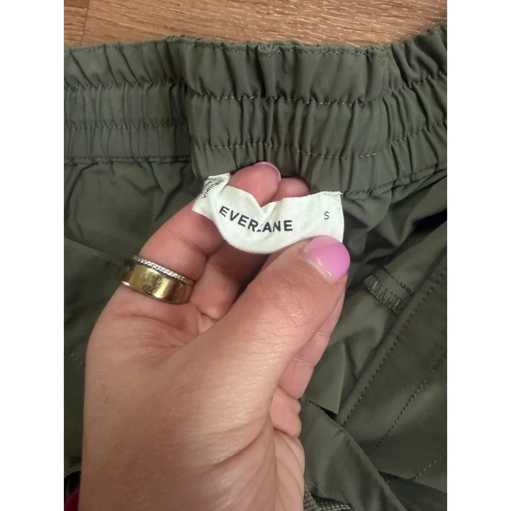 Everlane Olive Green Barrel Leg Pull On Utility Pants Womens Small Drawstring - Picture 4 of 4